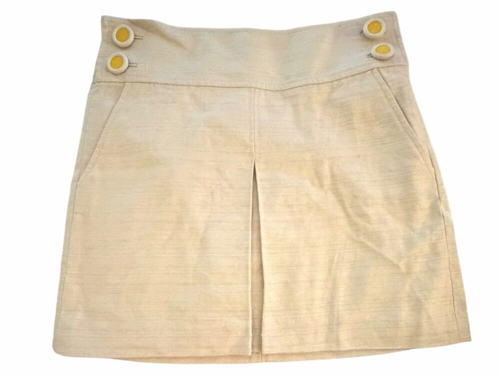 J.Crew NWT Ivory Linen Blend Nautical Button Mini Skirt Women's Size 4